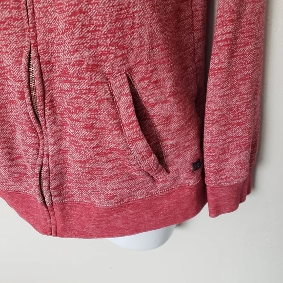 Volcom Women's Small Heather Red Jacket Full Zip Hooded Skater Casual - Picture 7 of 8